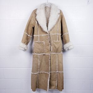 Wilsons Leather Maxima 100% Leather Patchwork Penny Lane Fur Long Coat Medium